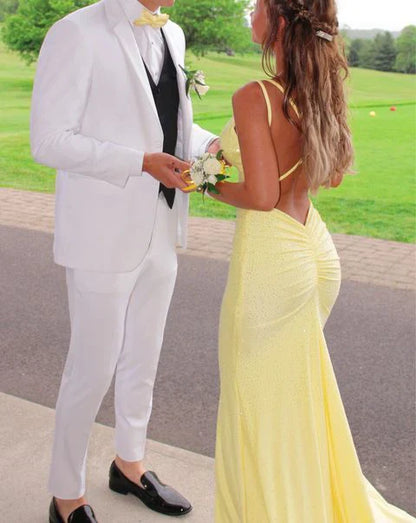 Wholesale Yellow Mermaid Long Prom Dresses Shiny Evening Formal Dresses  Gowns Evening Dresses