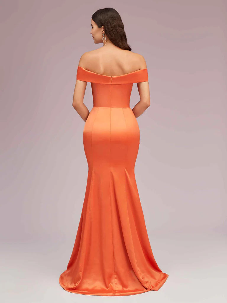 Wholesale Bridesmaid Dresses Soft Satin Mermaid Off Shoulder Unique Online