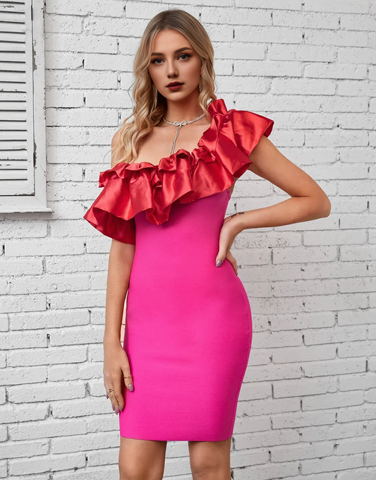 Wholesale Cocktail Dress Pretty One Shoulder Short With Ruffles