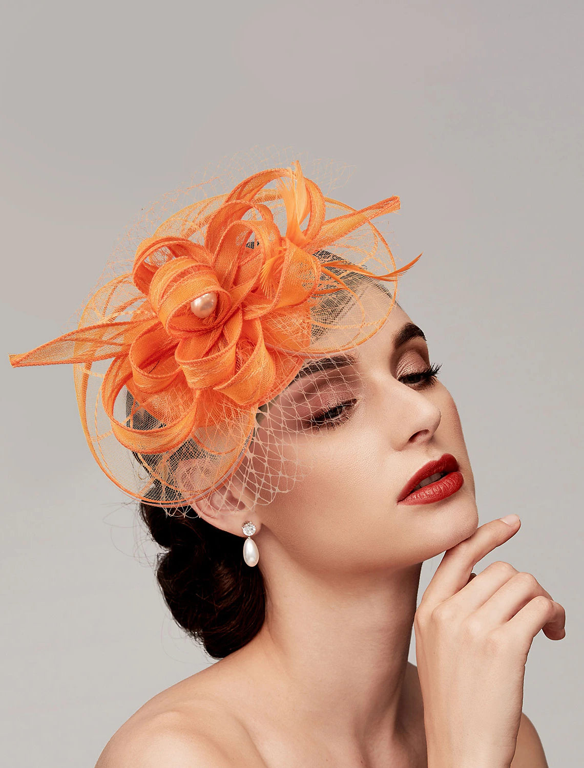 Wholesale Feathers / Net Fascinators Derby Hat/ Headpiece with Feather / Cap / Flower 1 PC Wedding Race / Ladies Day Headpiece