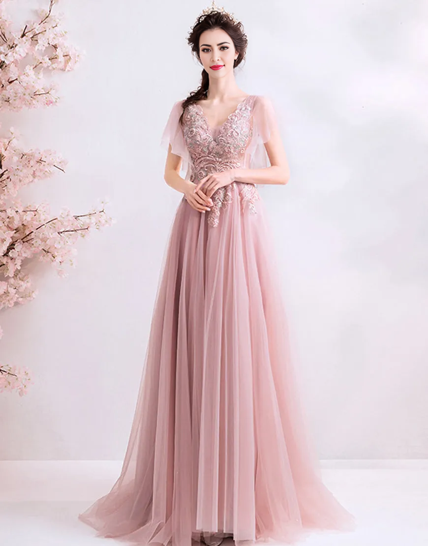 Wholesale A-Line Wedding Party Dress with Appliques Chiffon