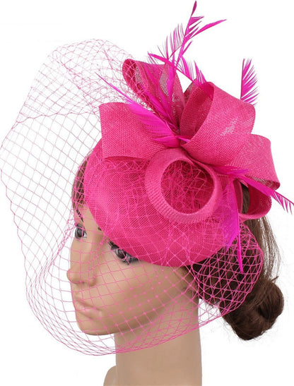 Wholesale Fascinators Derby Hat Hair Linen / Cotton Blend Bucket Hat Party / Evening Belmont Stakes Melbourne Cup With Feather Floral Headpiece Headwear