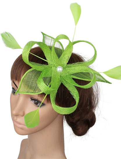 Wholesale Fascinators Derby Horse Race Simple Lady With Feather Faux Pearl Headpiece Headwear