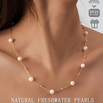 Wholesale Classic freshwater pearl necklace for ladies - Elegant & Durable - S925 silver, hypoallergenic - Timeless design for daily wear, banquets, and special occasions - Perfect Mothers Day gift in a premium gift box