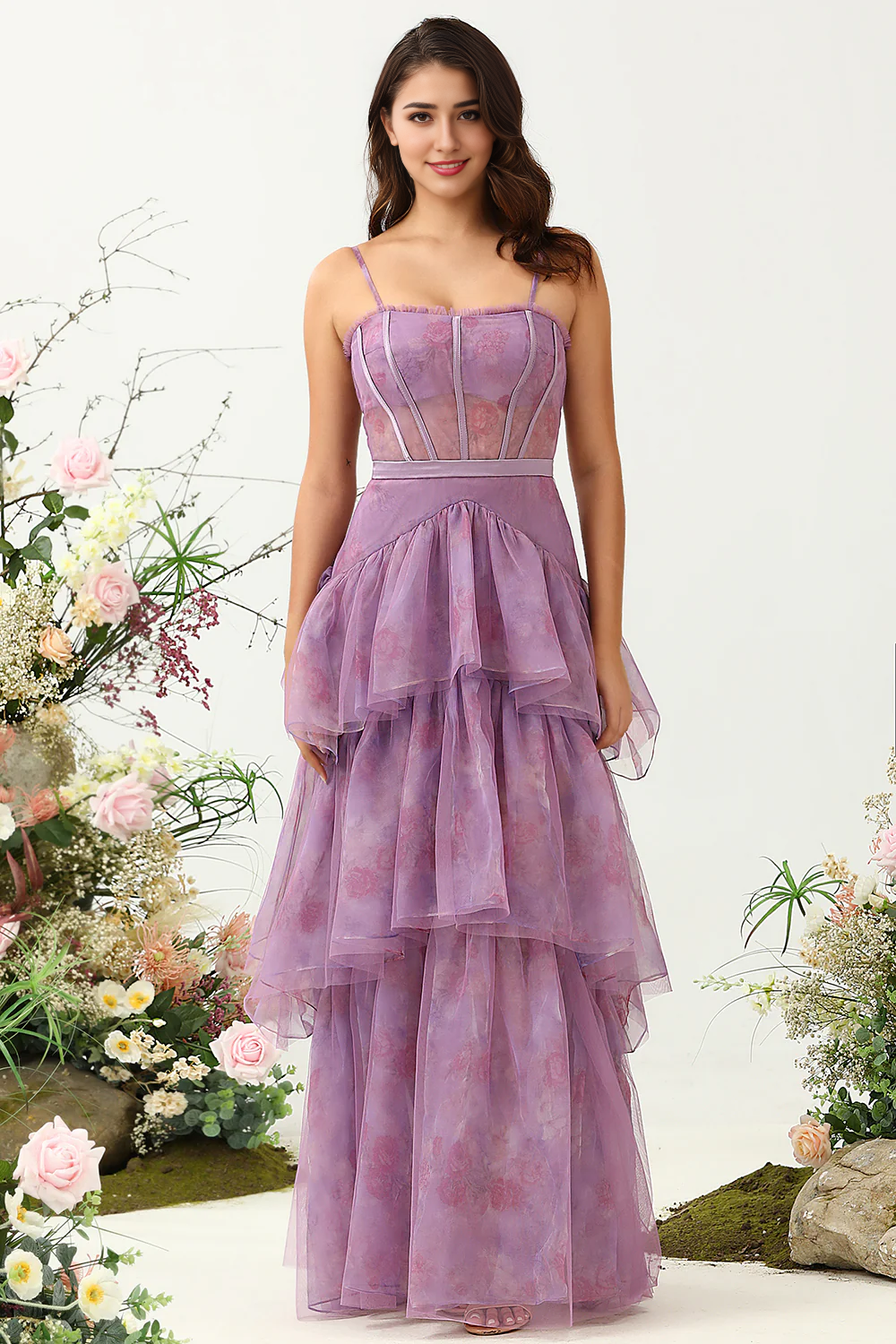 Wholesale A Line Wedding Guest Dress Spaghetti Straps Tulle Corset