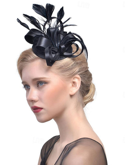 Wholesale Fascinators Hats Headwear Polyester Fedora Hat Floppy Hat Top Hat Horse Race Cocktail Elegant Vintage With Feather Bows Headpiece Headwear