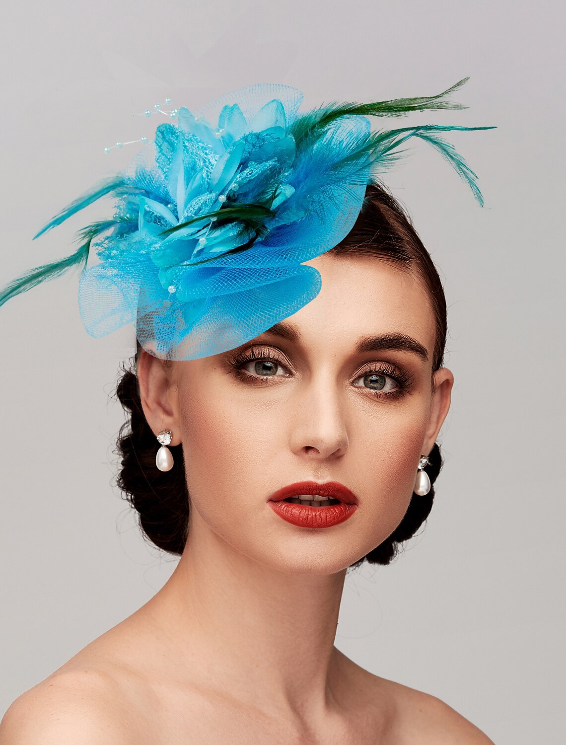 Wholesale Derby Hat/ Headpiece with Feather / Cap / Flower 1 PC Wedding / Horse Race / Melbourne Cup Headpiece