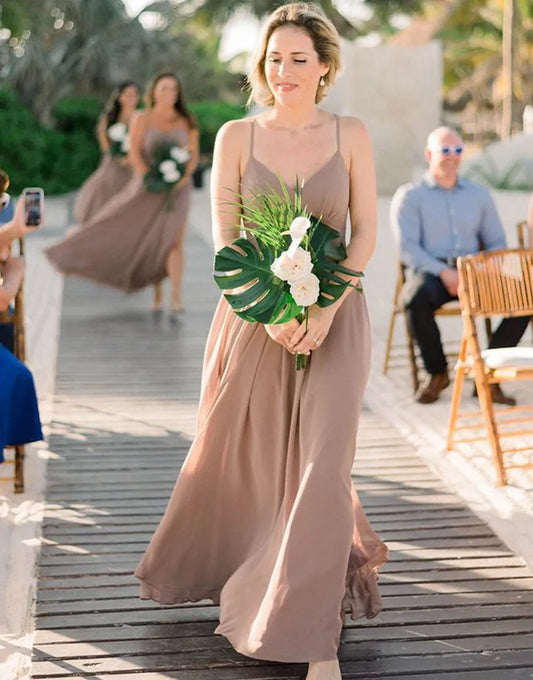 Wholesale Bridesmaid Dresses V Neck Spaghetti Straps