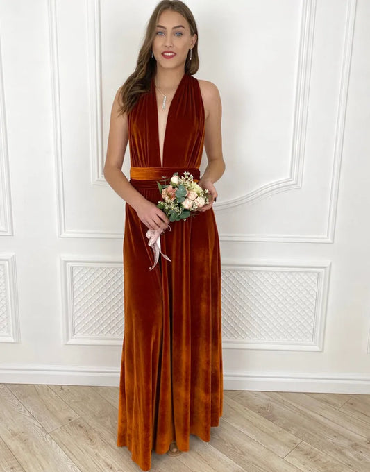 Wholesale Bridesmaid Dress Elegant Sexy Halter Brown