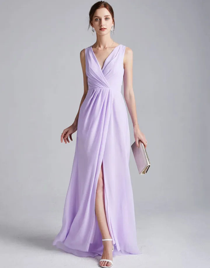 Wholesale Bridesmaid Dress A-Line V-Neck Chiffon