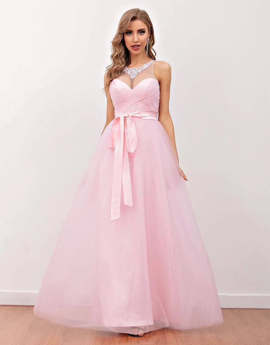 Wholesale Illusion Back Long Bridesmaid Dress