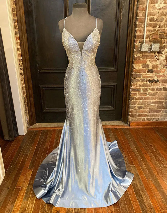 Wholesale Mermaid Sexy V Neck Spaghetti Straps Prom Dress