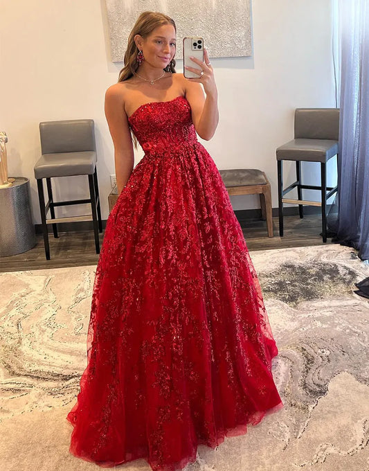 Wholesale A-Line Prom Dress Sequin-Appliques Off-the-Shoulder