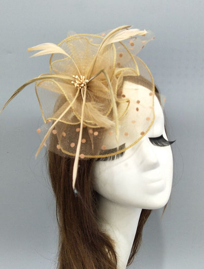 Wholesale Hat Headwear Feathers Net Bucket Hat Wedding Special Occasion Ladies Day Melbourne Cup Cocktail With Feather Ruching Headpiece Headwear