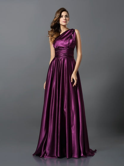 Wholesale A-Line Silk like Satin V-neck Sleeveless Sweep/Brush Train With Pleats Convertible Bridesmaid Dresses