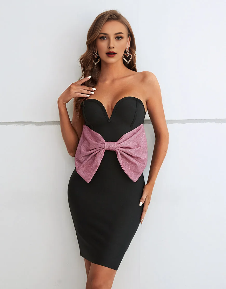 Wholesale Cocktail Dress Strapless Bodycon With Bowtie