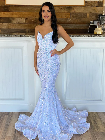 Wholesale Mermaid Prom Dresses Sweetheart Neck Sequins Evening Dress Fashionable and Beautiful