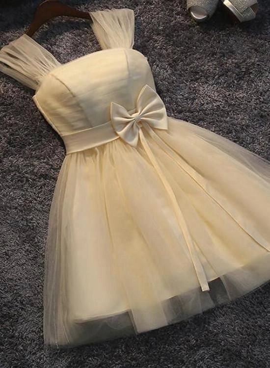 Aimishang Lovely A Line Sleeveless Tulle Lace-Up Back Short Homecoming Dress Summer Birthday Party Dress with Bow