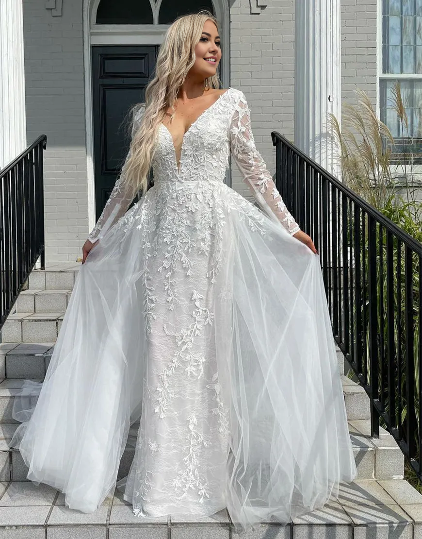 Wholesale Wedding Dress Mermaid Sexy V Neck Backless Tulle