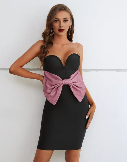 Wholesale Cocktail Dress Strapless Bodycon With Bowtie