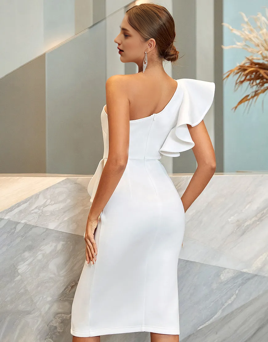 Wholesale Cocktail Dress One Shoulder Bodycon With Ruffles