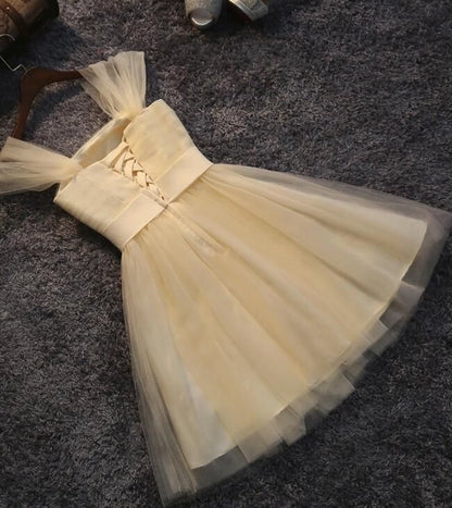 Aimishang Lovely A Line Sleeveless Tulle Lace-Up Back Short Homecoming Dress Summer Birthday Party Dress with Bow