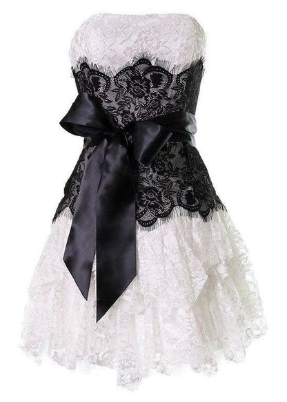 Aimishang Cute A Line Strapless Lace Short Birthday Party Dress Sweet Homecoming Dress
