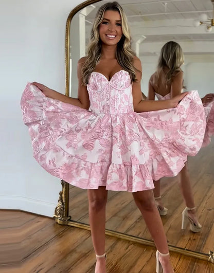 Wholesale Homecoming Dress A-Line Sweetheart Flowers