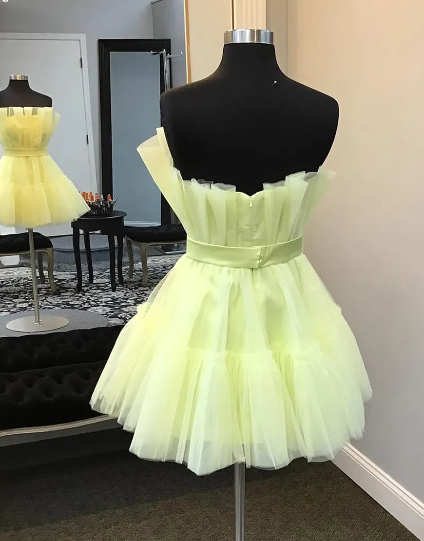 Wholesale Homecoming Dress A-Line Strapless Ruffled Tulle