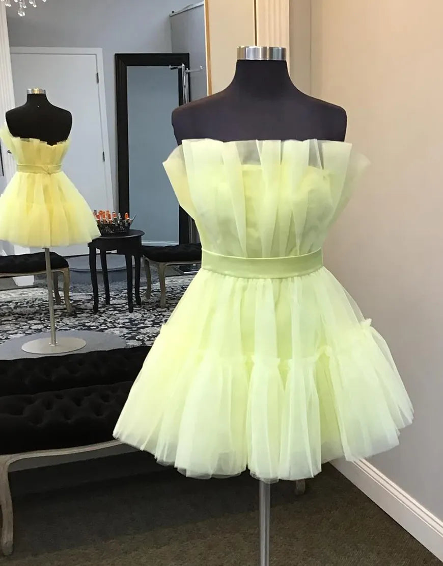 Wholesale Homecoming Dress A-Line Strapless Ruffled Tulle