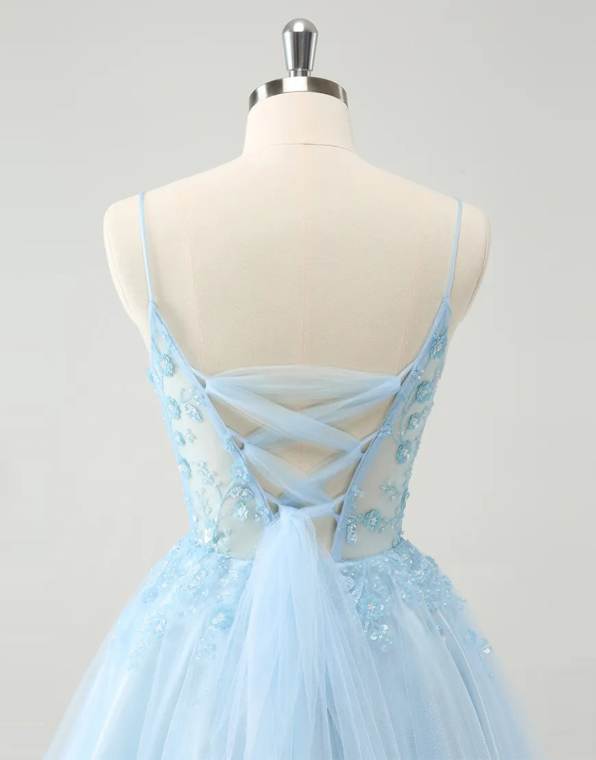 Wholesale Homecoming Dress Glitter A-Line Beaded Flowers Tulle Corset