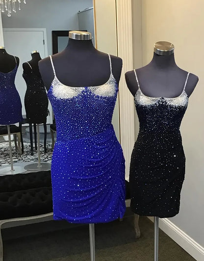 Wholesale Homecoming Dress Glitter Beaded Tight Satin