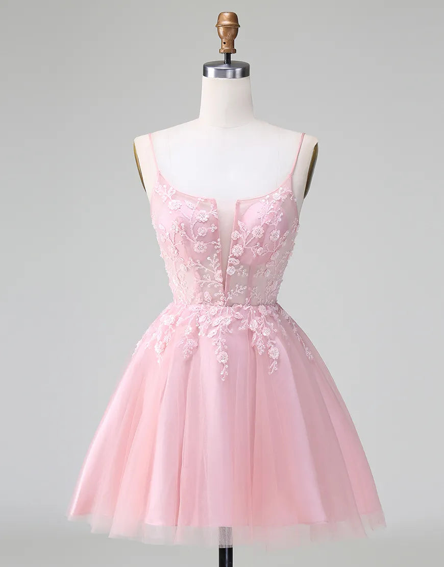 Wholesale A-line Homecoming Dress with Flowers Glitter