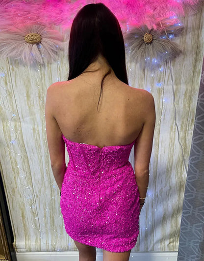 Wholesale Homecoming Dress Glitter Sequins Strapless Tight