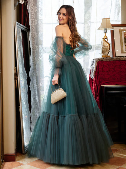 Wholesa A-Line/Princess Tulle Sweetheart Long Prom Dresses