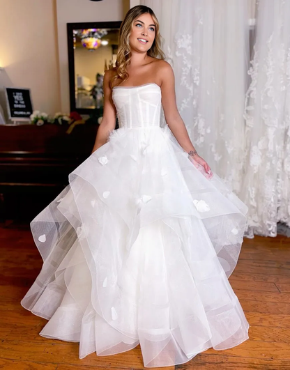 Wholesale Wedding Dress A-Line Floor Length Off The Shoulder Ruffles