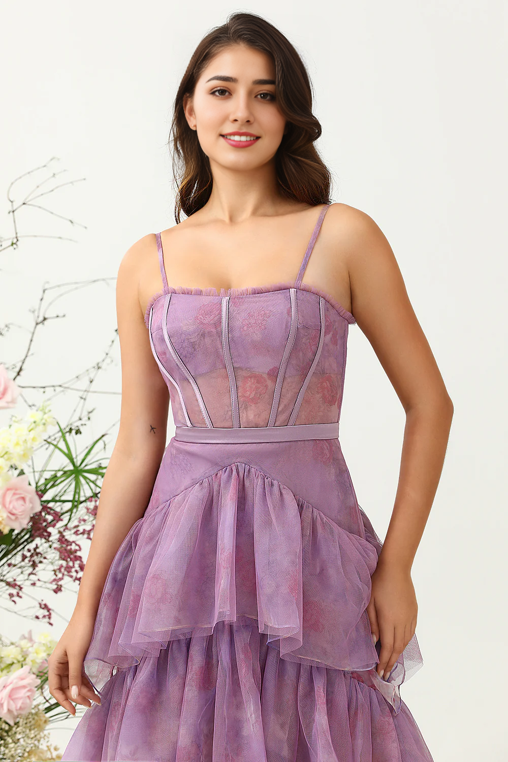 Wholesale A Line Wedding Guest Dress Spaghetti Straps Tulle Corset