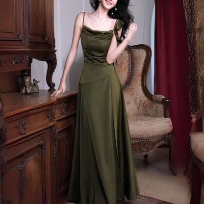 Aimishang Charming A Line Spaghetti Strap Green Party Evening Gown Elegant Sleeveless Long Formal Prom Dress