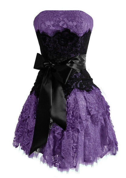Aimishang Cute A Line Strapless Lace Short Birthday Party Dress Sweet Homecoming Dress