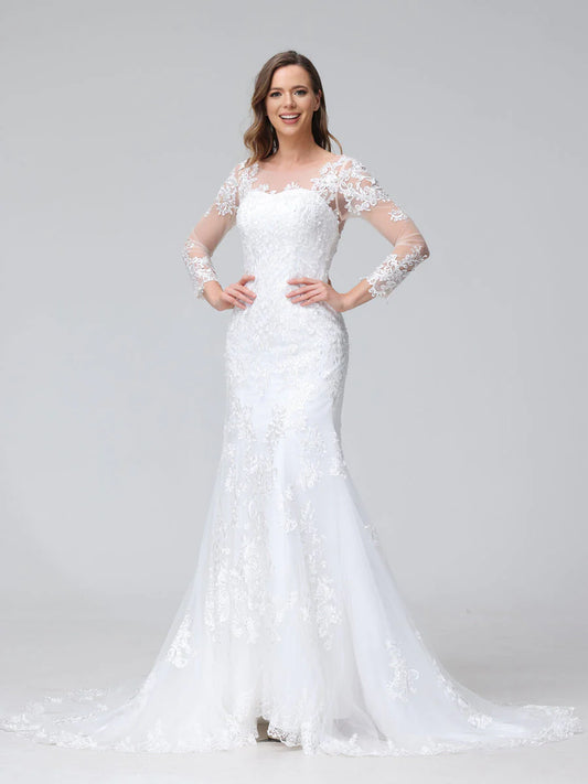 Wholesa Trumpet/Mermaid Sweetheart Lace Wedding Dresses With Long Sleeves