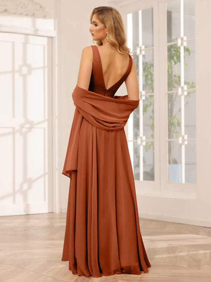 Wholesa A-Line/Princess V-Neck Asymmetrical Bridesmaid Dresses With Ruffles