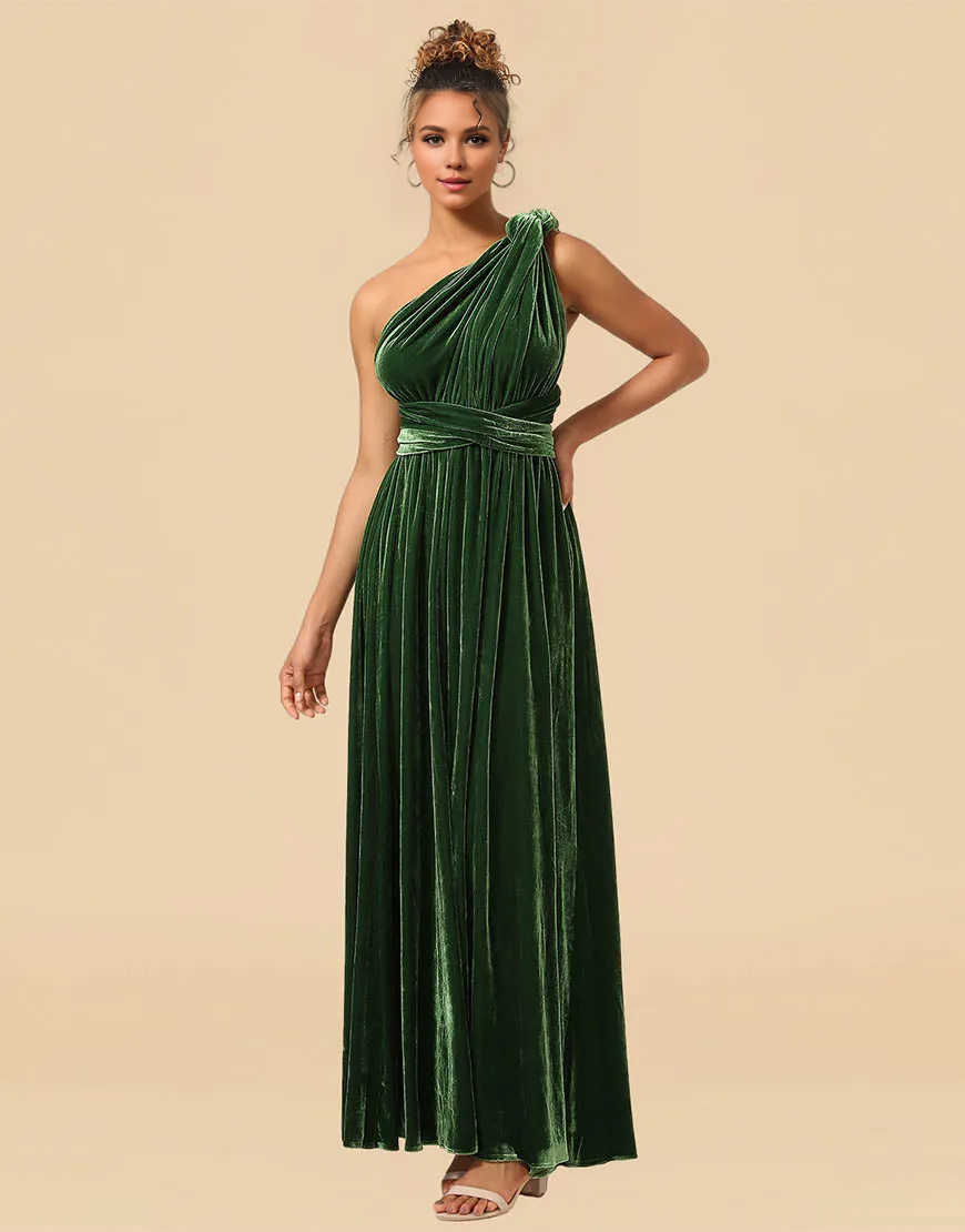 Wholesale Bridesmaid Dress Convertible Velvet A-line Floor Length