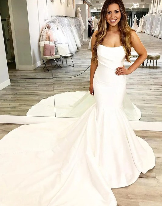 Wholesale Wedding Dress Chiffon Long Train Strapless