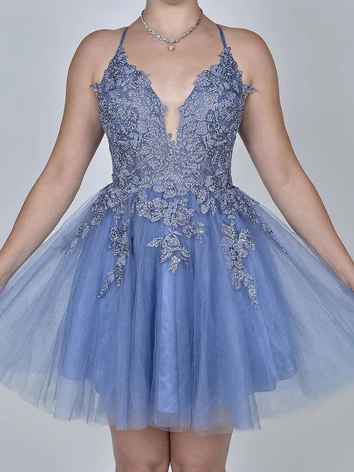 Wholesale Elegant A Line Graduation Dresses Applique BlushTulle Short Homecoming Dress