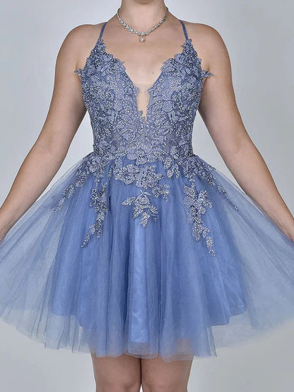 Wholesale Elegant A Line Graduation Dresses Applique BlushTulle Short Homecoming Dress