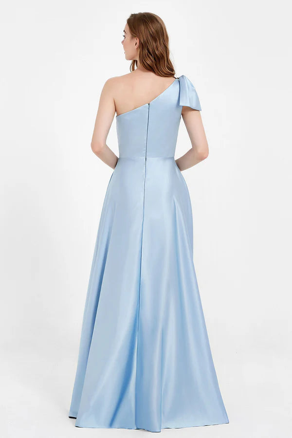 Wholesale Elegant Bridesmaid Dresses One Shoulder Long Satin Dress Wedding Guest Dresses