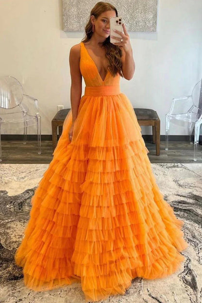 Wholesale A Line Prom Dresses Tulle With Ruffles Floor Length