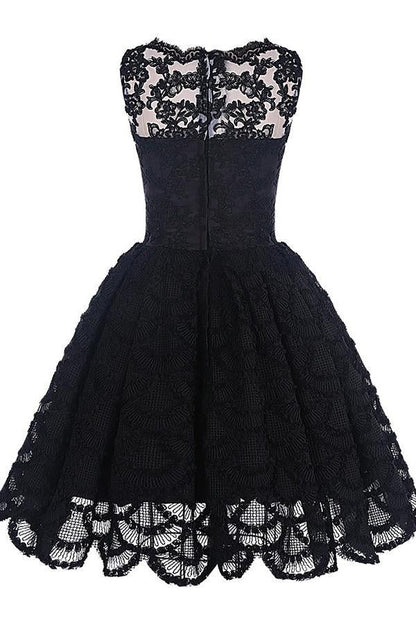 Wholesale A-Line Homecoming Dress Scalloped-Edge Sleeveless Vintage Lace Knee-Length