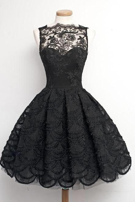 Wholesale A-Line Homecoming Dress Scalloped-Edge Sleeveless Vintage Lace Knee-Length