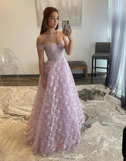 Wholesale Prom Dress A-Line Off The Shoulder With Sequin